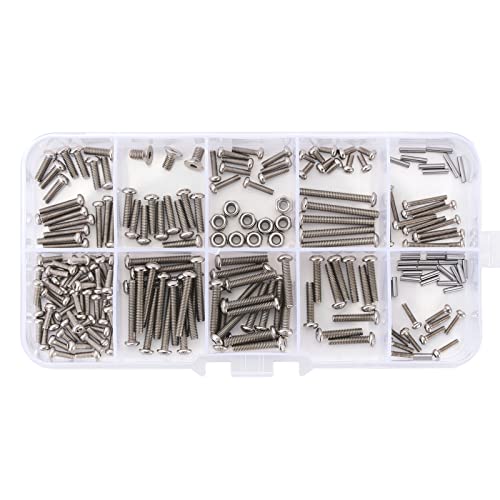 INJORA Screws Pins Nuts M1.6 M2 M2.5 Grade 12.9 Stainless Steel Hex Screws Hardware Kit for TRX4M 1/18 RC Crawler Car (Pack of 2) - size: One Size (Pack of 2)