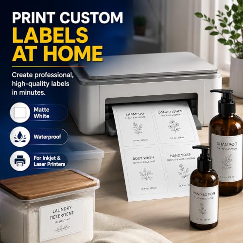 25 Sheets 4" x 5" Matte White Printable Waterproof Vinyl Rectangle Labels - size: 4up- 25 sheets
