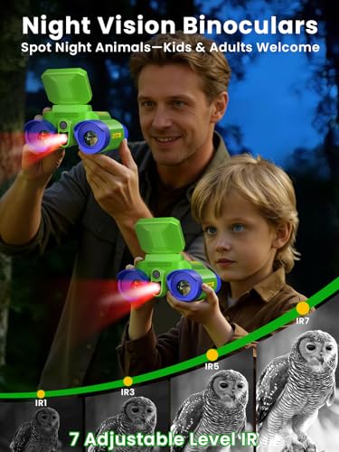 Acoath Binoculars for Kids with Night Vision Camera, Kids Telescope, 10X Optical Zoom, Magic Adventures Telescope Toys Gifts for Age 3, 4, 5, 6, 7, 8, 9, 10+ Years Old Boys Girls - color: Green