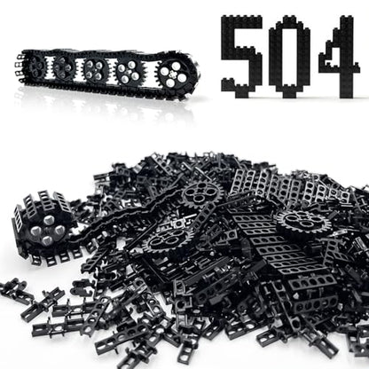 504PCS Technical Tank Track & Wheel Set Treads Chain Links Tank Robot Sleigh Car Motorcycle Toy Accessories Compatible with LEGO and Major Building Brands, Gift for Kids Ages 6 7 8 9 10 11 12+