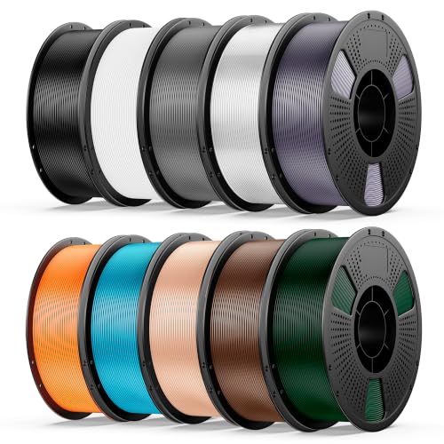 10kg PETG 3D Printer Filament 1.75mm Bundle, Multicolor Pack 1kg*10 - color: 10kg Bundle-black+jade White+grey+purple Grey+transparent+light Blue+orange+christmas Green +Coffee Brown+beige Skin