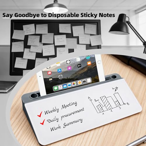 Glass Desktop Whiteboard,Dry Erase Board Buddy Keyboard Stand - color: Grey