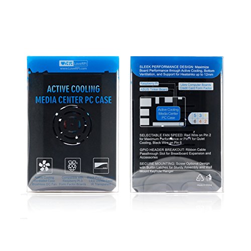 LoveRPi Active Cooling Media Center PC Case with Fan for Raspberry Pi 3 Model B+, Libre Computer Board, ASUS Tinker Board (Black)