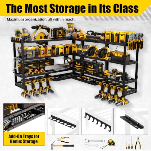 XLarge 64''W Power Tool Organizer Wall Mount, 4-Tier - size: 64''Width (XLARGE)