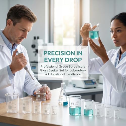 DECHOUS 5 Pack Graduated Glass Beaker Set 10ml to 250ml