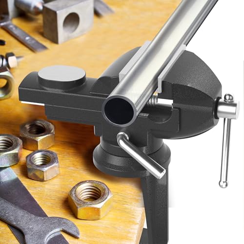 Portable Vise Clamp On Vice for Workbench- 3 Inch Rotate 360°Bench Clamp Swivel Base for Drilling Metalworking Woodworking, Cutting Conduit, Black - style: 3-black