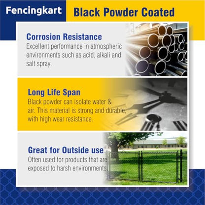 Chain Link Fence Gate Post Hinge Set, 1-5/8 inch OD Pipe, Female Hinge with Bolts and Nuts, 4-Pack (Black, 1-5/8") Powder Coated - color: Black, size: 1-5/8 Inch