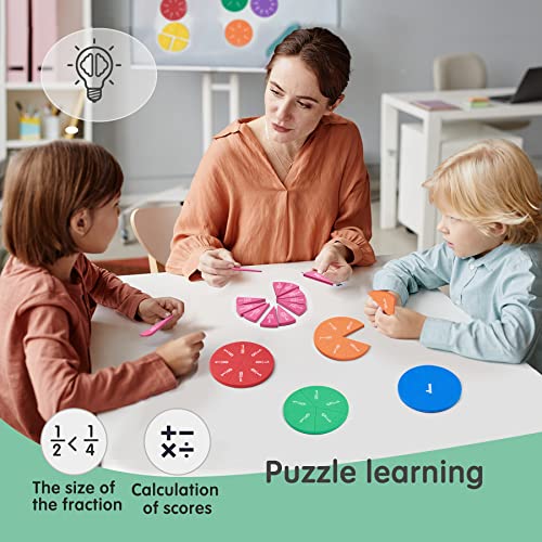 Magnetic Fraction Tiles Circles 51 pcs Fraction Bars Set - style: 51 PCS