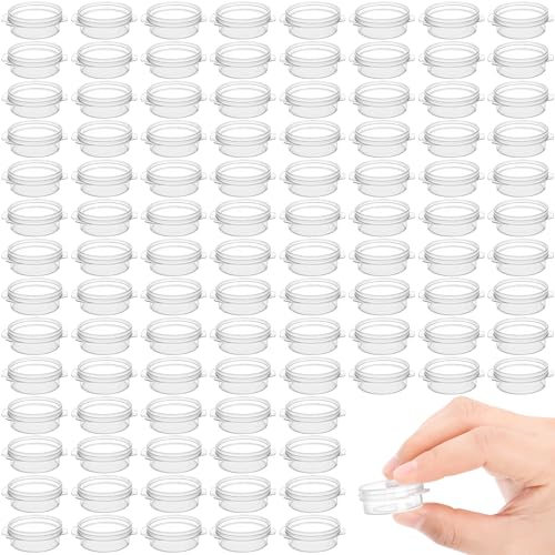ZEAYEA 100 Pcs Plastic Cosmetic Jars, 5g Makeup Sample Containers with Snap Lids for Travel, Mini Empty Clear Pot for lotions, creams, beads, Powder