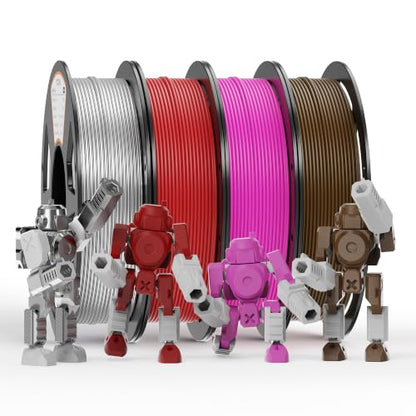 YOOPAI PLA Filament 1.75mm, 250g PLA+ & Silk Bundle, 4 Rolls - color: Pla Bundle-250gx4-112040005