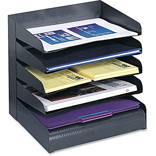 Safco 3127BL Steel Desk Organizer Tray Sorter with 5 Shelves, Black - style: 5 Shelf