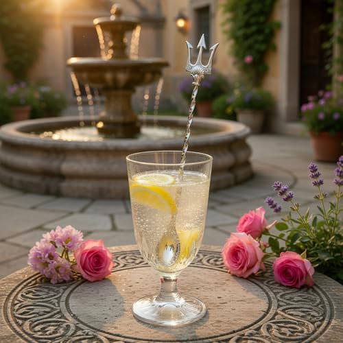 Homestia Bar Spoon, 12'' Stainless Steel Cocktail Spoon, Trident Handle End - color: Trident 12" + Silver