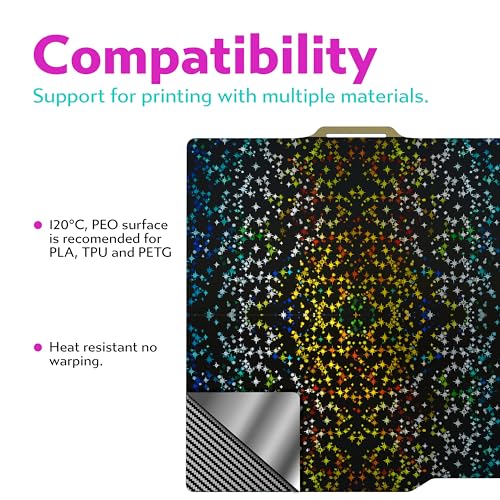 Cookiecad Cookie Sheet - Holographic 3D Printer Build Plate - Double Sided Reflective 3D Printer Bed, Flexible Spring Steel 3D Printer Platform (Chromatic Stars, 235x235) - size: 235x235, style: Chromatic Stars