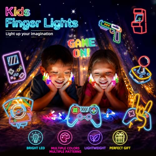 24 Pcs Video Game Party Favors LED Finger Lights Toys for Kids Ages 3-12 - style: Video Game