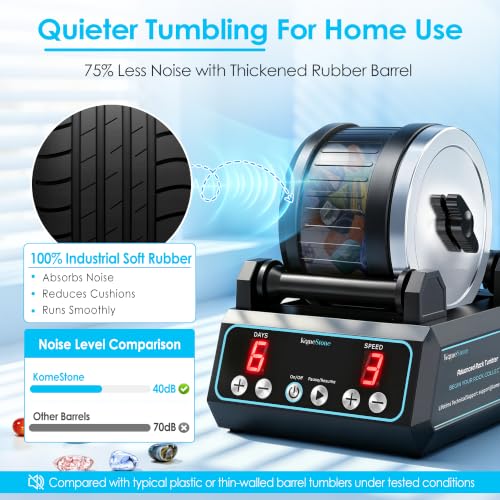 KomeStone K1 Pro Quiet Rock Tumbler Kit for Kids & Adults - color: Blue Outline