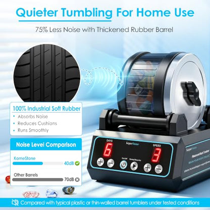 KomeStone K1 Pro Quiet Rock Tumbler Kit for Kids & Adults - color: Blue Outline