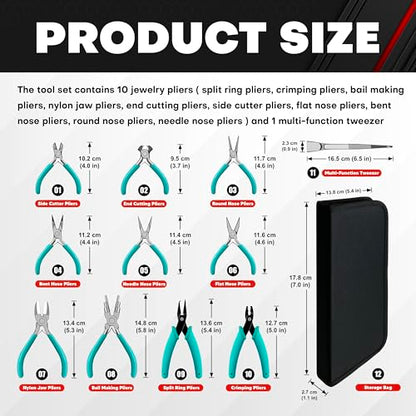 C&T 11-Piece Jewelry Plier Sets,Jewelry Making Tools Kit - style: 11PC