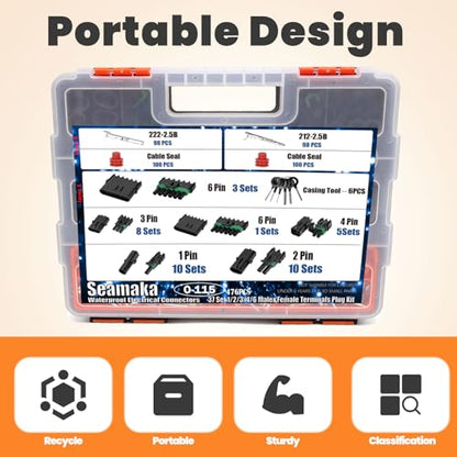 476Pcs 37 Kits Waterproof Automotive Electrical Connectors 1/2/3/4/6 Male&Female Automotive Replacement Electrical Accessories 22-14AWG - size: 476PCS
