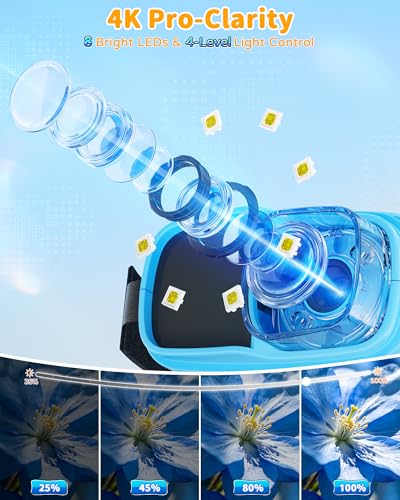 1000X Handheld Microscope for Kids, 4K Digital Kids Microscope Science Kits - color: Blue