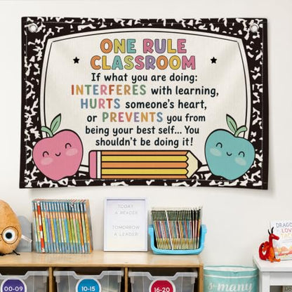One Rule Classroom Golden Rule Poster Decor Wall Hanging Banner - color: 00-One Rule Classroom - Apple Theme