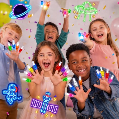 24 Pcs Space Themed Party Favors LED Finger Lights Toys for Kids Ages 3-12 - style: Space
