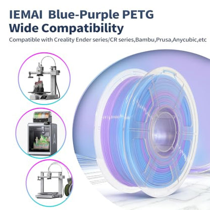 IEMAI High Speed PETG Filament 1.75mm,1kg, Transparent Gradient Blue Purple - color: Transparent Gradient Blue Purple