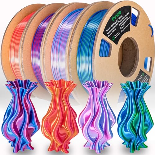 OVV3D PLA 3D Printer Filament Bundle, Silk Dual Color PLA Filament - color: Red Gold Blue Green