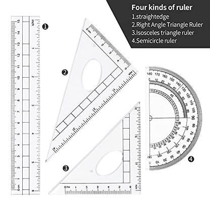Unjoo Math Geometry Kit Sets 10 Piece Student Supplies, Compass Set, Black - color: Black1