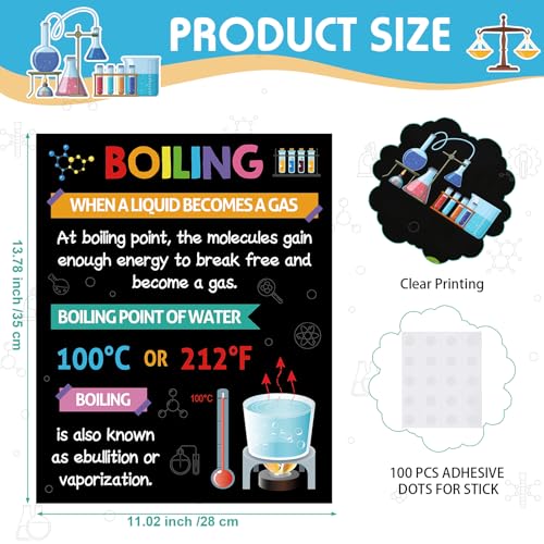 Pajean 10 Pieces Chemistry Posters 14 x 11 Inch Chemical Science Posters Set Educational Wall Decor Art for Primary Middle High School Classroom Teaching Aid Decorations Supplies(Black,Classic)