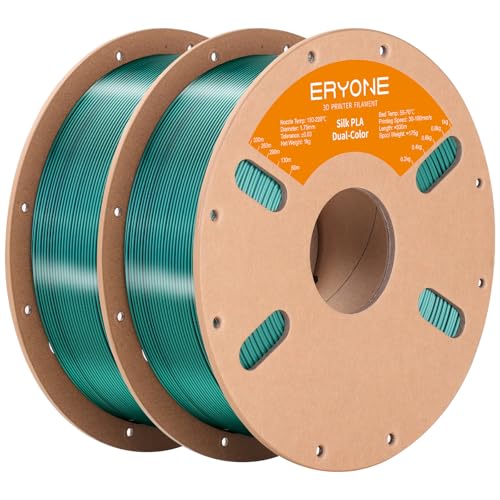 ERYONE Silk Dual Color PLA Filament 3D Printer 1.75mm +/- 0.03mm, Bicolor Filament Two Tone PLA Bundle 2KG Cardboard Spool, Black Green - color: 2*1kg Dual Silk Black Green, size: Silk Pla-2kg