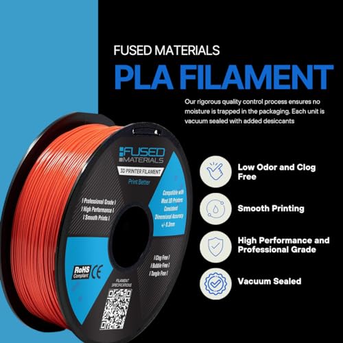 PLA Red 3D Printer Filament Fused Materials - 1kg Spool, 1.75mm, Dimensional Accuracy +/- 0.03 mm - color: Red, 1.75mm, 1kg