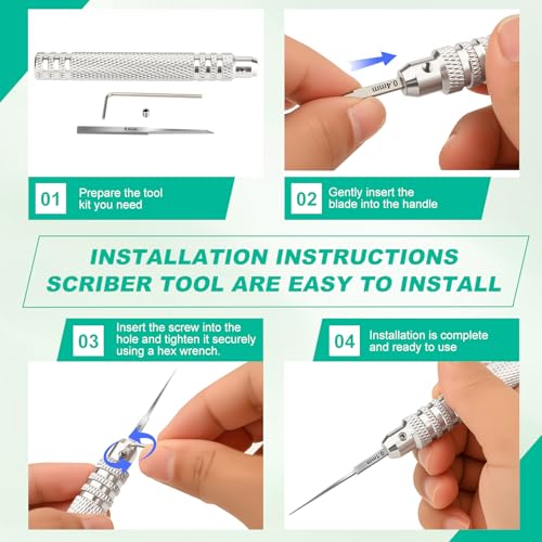 7-in-1 Model Scribe Tool with 7 Blades (0.1/0.2/0.4/0.6/0.8/1.0/2.0mm) for Gundam Resin Carved Scribing & Cutting - Ultimate Gunpla Model Chisel.