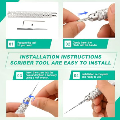 7-in-1 Model Scribe Tool with 7 Blades (0.1/0.2/0.4/0.6/0.8/1.0/2.0mm) for Gundam Resin Carved Scribing & Cutting - Ultimate Gunpla Model Chisel.