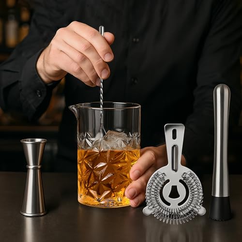 Cocktail Mixing Glass Kit, Bartender Gifts for Men