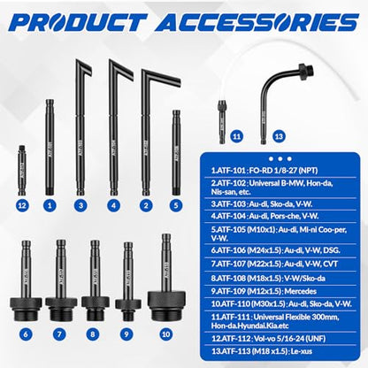3L Transmission Fluid Transfer Pump, Transmission Fluid Pump Kit, Fluid Transfer Pump with 13 ATF Adapters, Automotive Transmission Oil Change Tool, Suitable for Cars, Trucks, SUV