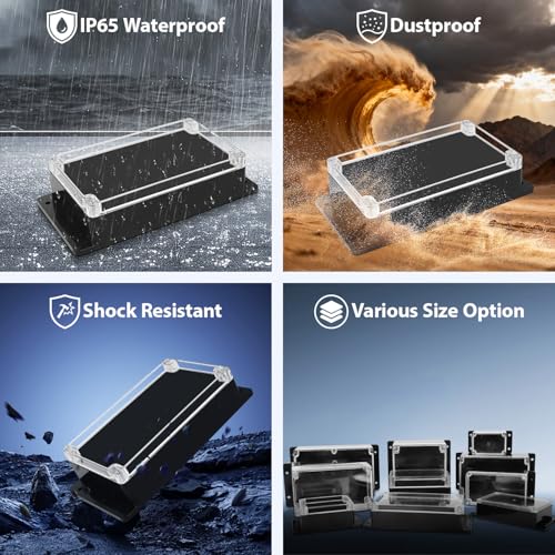 Junction Box with Clear Cover IP65 Waterproof ABS Plastic Universal Project Box with Fixed Ear, Black 7.8"x 4.7"x 2.2"(200x120x56mm)(Pack of 2) - color: 2 packs, size: 7.8"x 4.7"x 2.2"