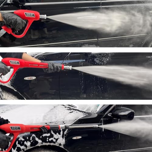Pressure Washer Gun with Replacement Extension Wand, Upgraded Power Washer Gun with 5 Spray Nozzle Tips, M22 Fitting, 37 Inch, 3000 PSI - color: Red