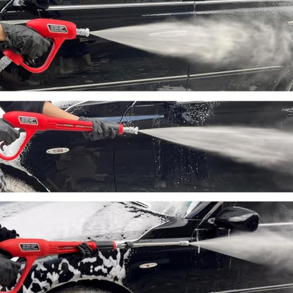 Pressure Washer Gun with Replacement Extension Wand, Upgraded Power Washer Gun with 5 Spray Nozzle Tips, M22 Fitting, 37 Inch, 3000 PSI - color: Red