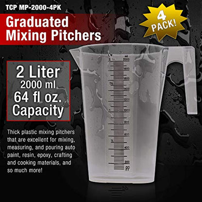 TCP Global 2 Liter (2000ml) Plastic Graduated Measuring and Mixing Pitcher - size: 2000ml