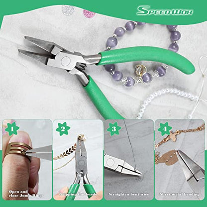 SPEEDWOX 5-Inch Flat Nose Pliers for Jewelry Making Smooth Jaw Mini Duck Bill Plier for Wire Wrapping Bending or Straightening Sheet Metal Bending Jewelry Making Tools Open and close Jump Rings - style: Duckbill Pliers