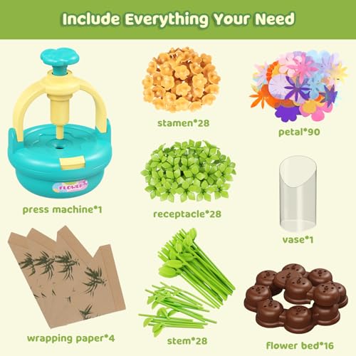 TingingYuli Flower Press Kit for Kids, DIY Flower Bouquet Maker, Ages 4-8 - color: Blue