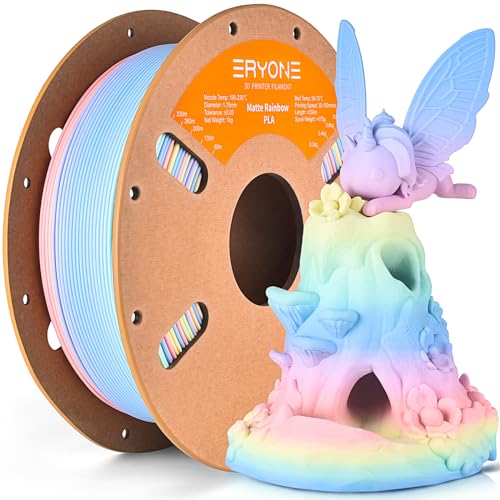 ERYONE Matte Rainbow 3D Printer PLA Filament 1.75 +/- 0.03mm, Matte Muticolor Filament PLA 1KG(2.2LBS) Spool, Macaron Rainbow - color: Matte Rainbow Macaron, size: 1KG