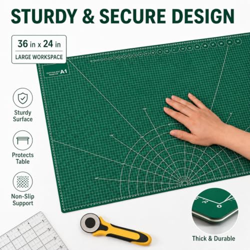 Self Healing Cutting Mat 36" x 24", Double Sided Grid，Green - color: Green, size: 36"L x 24"W
