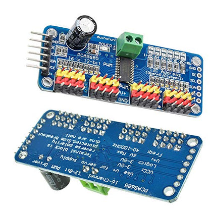 PCA9685 16 CH 12Bit PWM Servo Motor Driver Board Controller IIC Interface for Arduino Raspberry Pi Zero/Zero W/Zero WH/2B/3B/3B+ and Robot (2pcs) (Pack of 2) - size: 2PCS (Pack of 2)