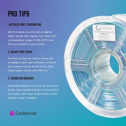 Cookiecad Silk PLA Filament Rainbow Gradient, Mermaid, 1.75mm 1kg - color: Silk Mermaid
