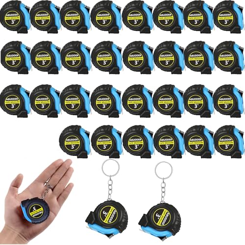 30 Pack Small Tape Measure Keychains,Mini Tape Measures Retractable,Pocket Measurement Tape Bulk Easy Read 3 Feet - color: Blue