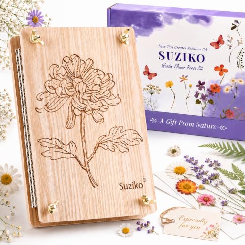 Suziko Large Flower Press Kit 10.8 x 6.9 inch for Adults, Flower and Plant Preservation Kit, Arts and Crafts for Adults Leaf Press, Great Gift for Lovers - size: Chrysanthemum 10.8" x 6.9"