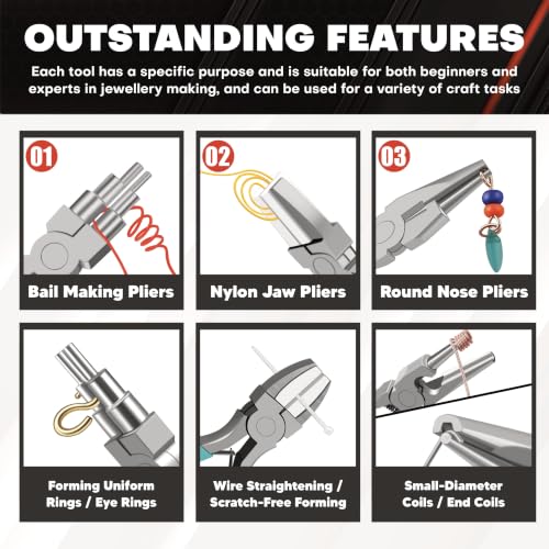 C&T 3-Piece Jewelry Pliers Set, Jewelry Making Tools Kit - style: 3PC