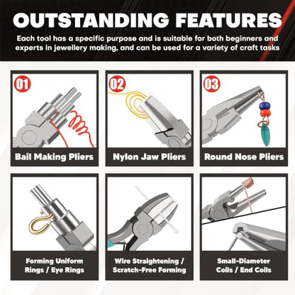 C&T 3-Piece Jewelry Pliers Set, Jewelry Making Tools Kit - style: 3PC