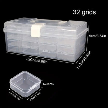 32 PCS Clear Plastic Organizer Box, Small Bead Organizers and Storage Containers with Hinged Lid for DIY Jewelry Making, Bead, Nail, Jewelry, Art, DIY Crafts, Fishing Tackle, Small Items